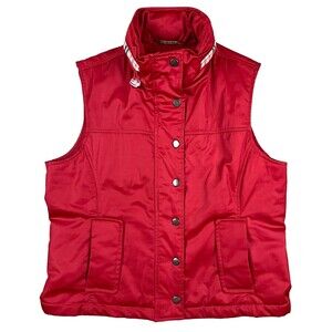 TravelSmith Red Travel Vest Jacket w Zip-Away Hood Outdoor Size S Gorpcore